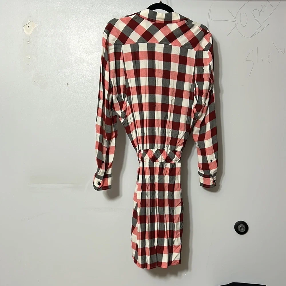 rag & bone Checkered Red and White Midi Dress - Picture 4 of 6